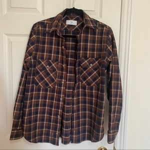 TNA Plaid Button Up XS Brown